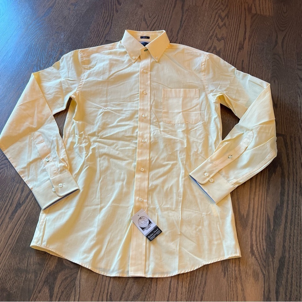 NWT Tommy Hilfiger yellow gingham button up long sleeve button up shirt 14.5